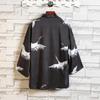 Cardigan fino de verão 2019 novo estilo chinês masculino com estampa de garça, estilo japonês solto, capa tipo quimono, top