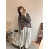 Camiseta de Manga Larga Rayada Vintage para Mujer, Cuello Redondo Holgado, Transpirable y Amigable con la Piel, Top Casual para Principios de Primavera, Nuevo