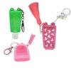 Fabricante Fuente de Dongguan Venta al por mayor 30ml Trapezoidal Sin Cola Funda de Silicona Forma de Corazón Funda para Desinfectante de Manos de Silicona