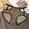 Calcinha Sexy Sem Costura de Seda Gelo com Alças Finas Vazada Sexy Cor Pura Estampa de Leopardo Roupa Íntima para Mulheres Cintura Média Algodão Puro Crotch Calcinha para Mulheres