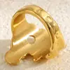 Anillo Mengjia Estilo Francés Retro Transfronterizo Europeo y Americano Joyería Personalizada Acero Inoxidable Chapado en Oro de 18K Patrón Irregular de Meteorito para Mujeres