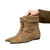 Botas de camurça Meilad femininas que aumentam a altura, Botas estilo Martin, Nova coleção outono/inverno 2026, Botas de tornozelo estilo western, Botas curtas estilo coreano