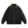 Estilo Casal Outono e Inverno Jaqueta de Trabalho Roupas de Algodão Juventude Tendência Versátil Exterior Gola Reversível Casaco de Algodão Jaqueta Acolchoada Masculina Masculina