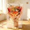 Novo buquê de tulipas de crochê feito à mão, boneca de crochê criativa, flores artificiais, presente para o Dia dos Professores para professoras