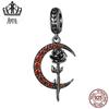 Evelle Pulseira com Pingente s92 Prata Esterlina May Bright Rose Banhada a Ouro Negro Halloween Pingente de Flor Zircônia Escura