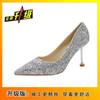 Tacones Altos de Aguja a la Moda, Zapatos de Boda, Zapatos de Boda Nupciales Franceses, Zapatos de Dama de Honor con Lentejuelas de Alta Gama, Nuevo Estilo 2025