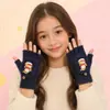 Guantes de Celebridad de Internet Transfronterizos, Guantes de Invierno de Felpa de Medio Dedo con Cubierta Plegable Calientes sin Dedos de Piel Sintética de Visón Tejidos para Estudiantes y Niños