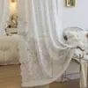 Cortinas de Gasa de Encaje Color Café con Leche de Lujo Ligero Francés Translúcidas pero Opacas Cortinas Transparentes Estilo Ins para Dormitorio Ventana Saliente de Gama Alta