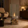 Chimenea de Alcohol de Vidrio en Cuatro Lados Personalizada de Fábrica de Origen, Estufa de Acero Inoxidable para Leña de Mesa Personalizada
