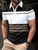 Venta Caliente Transfronteriza Nuevo Verano Impresión Gradiente 3D Talla Grande Casual para Hombre Holgado Talla Europea Cremallera Polo Manga Corta