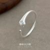 Anillo de pata de gato lindo y dulce de plata S925 para mujer, Anillo abierto simple y girly de nicho japonés y coreano para estudiante