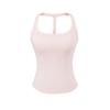 Top Esportivo com Decote U e Bojos, Básico Liso para Fitness, Camisole Curta Sexy Costas Abertas Slim