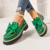 Mocasines de talla grande para mujer para primavera y otoño, con diseño de lazo, estilo británico, material de cuero, tacones gruesos, suelas gruesas y un aspecto retro, adecuados para exportación