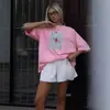 Camiseta de Algodón Puro con Cuello Redondo Holgada Estilo Europeo y Americano Transfronteriza Verano 2025 Nueva Camiseta de Manga Corta con Estampado de Letras de Póker