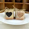 Caja de Dulces DIY para el Día de San Valentín Caja de Dulces con Forma de Corazón de Papel Kraft Caja de Regalo Hueca con Forma de Corazón con Textura de Madera Caja de Dulces para Bodas