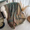 Estilo Étnico Clássico Popular Estampado de Castanha de Caju Bigodes Borla Lenço Longo Feminino Estilo Nacional Lenço de Imitação de Cashmere Xale Elegante