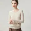 Suéter de punto 100% cachemir puro con cuello en V para mujer, nuevo suéter base cálido versátil de ajuste slim para otoño e invierno
