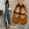 Nuevos mocasines de otoño con velcro 2026, aumento de altura interior, zapatos Mary Jane de ballet de gamuza Birkenstock para mujer, estilo retro