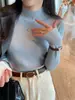 Nova Camada Base Feminina Outono/Inverno Gola Média Alta Primavera/Outono Branco Caxemira Sensação Tricotada Top