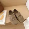 Zapatos de Salón Individuales para Mujer con Aumento Interno de Altura, Punta Redonda, Gamuza, Correa con Hebilla, Suela Suave, Mocasines sin Cierre, Mocasines Versátiles y de Moda