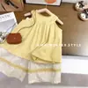 Conjunto de Verão para Meninas Novo Estilo Estilo Férias Infantil Regata sem Mangas Conjunto de Duas Peças Calça Floral para Meninas Roupa de Verão Comércio Exterior