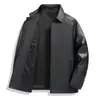 Chaqueta de cuero Haining, nueva chaqueta de cuero para hombre de otoño e invierno, longitud media, cuello de solapa, forrada de forro polar, engrosada, cálida, abrigo de cuero suave