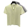 Camisa Polo Moda Tendência para Homens 2026 Verão Novo Estilo Camiseta Casual de Manga Curta com Gola Redonda e Listras para Homens