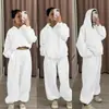 Conjunto Esportivo Casual Kz Primavera e Outono Estilo Coreano Estudante Moletom com Capuz Solto e Calça Jogger Conjunto de Duas Peças Inverno