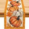 Decoración de Camino de Mesa de Otoño para Acción de Gracias Transfronteriza con Calabaza Impresa Decoración para Fiesta Navideña para Comedor y Sala de Estar