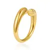 Anel Cruz de Aço Inoxidável para Mulheres com Design Aberto, Anel Versátil Criativo, Atacado de Joias 18K, Design de Nicho Colmeia
