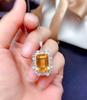 Net Celebrity Live Nova Imitação Natural Amarelo Cristal Set Pingente Anel 10x 12 Grande Interface Lucky Colar de Diamante Amarelo