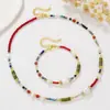 25 Pulseira Colar de Contas de Pérola de Água Doce Pedra Natural Outono Inverno Cor Vermelho e Verde Zircônia Aventurina Menina 100