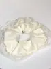 Elástico de Cabelo Scrunchie Listrado com Renda Estilo Coreano para Mulheres, Acessório de Cabelo Suave e Elegante, Elástico de Cabelo Scrunchie Estilo Coreano