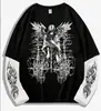 Nueva camiseta de dos piezas falsa de marca de moda callejera europea y americana, camiseta informal estampada de manga larga, para primavera y verano, combina con todo, a la moda, transpirable.