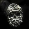 Anillo para Barba Retro Europeo y Americano para Hombre Legión de los No Muertos Capitán Vulcano Águila Doble Calavera Anillo de Oficial