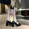 Estilo francês salto alto feminino retrô preto estilo academia botão único bico quadrado fundo grosso salto grosso sapatos pequenos de couro sapatos mary jane