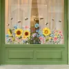 Brup Spring Girasol Arbusto Pegatina para Ventana Sin Pegamento Estática Estilo Pastoral Girasol Flor Silvestre Pegatina Zn-Jd2091E