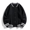 2025 Nuevo Cárdigan de Punto Oversize con Cuello de Béisbol, Botones, Bloques de Color, Estilo Japonés y Coreano, Ropa de Abrigo Unisex, de Moda