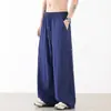 Pantalones de Pierna Recta de Seda Helada de Verano para Hombre, Estilo Hong Kong, Corte Holgado, Pierna Ancha, Alta Calidad, Frescos y Deportivos