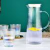 Venta al por mayor de fábrica traje de juego de vasos de vidrio con patrón vertical japonés botella de agua fría para el hogar botella de agua fría resistente a altas temperaturas botella de agua de gran capacidad