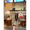 Chamarra Sudadera con Capucha Estilo Retro Americano Coreano para Mujer, Otoño Estilo Perezoso Suelta Cárdigan Versátil con Bloques de Color a Rayas