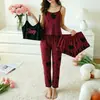 Nuevo conjunto de pijama para mujer transfronterizo, camisola con estampado de corazones y pantalón largo de cuatro piezas, ropa casual para el hogar, venta al por mayor de comercio exterior
