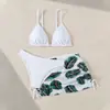 2026 Falda de Malla Conjunto de Tres Piezas de Comercio Exterior con Estampado Traje de Baño para Niñas Europeas y Americanas Bikini para Niñas Mayores Estilo Nuevo