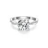 Anillo de Plata de Ley S925 con Moissanita Completa, Estilo Coreano Personalizado, Estilo Ins, Lujo Ligero para Mujer, Chapado en Oro de 18 Quilates, Venta Caliente Transfronteriza