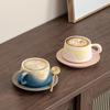 Taza de café con degradado, platillo, taza de cerámica para café con leche, regalo práctico, obsequio de acompañamiento, logotipo