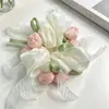 Elástico de Cabelo de Tule de Tulipa Infantil, Corda de Cabelo Fofa para Meninas, Faixa de Cabeça de Alta Elasticidade para Penteado de Coque, Acessório de Cabelo para Meninas