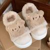 Zapatillas de Invierno para Mujer con Oso de Peluche, Velcro, Lana de Oveja, Forro Polar, Cálidas para Exteriores, Moda Coreana Tendencia, Zapatos de Algodón
