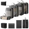 Set de 10 Bolsas de Almacenamiento de Viaje de Compresión Cuidadosamente Seleccionadas, Bolsa de Almacenamiento de Malla con Cordón para Empacar por Separado, Bolsa Organizadora para Equipaje, Maquillaje y Artículos de Tocador