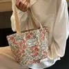 Bolso de Mano Floral de Gran Capacidad 2025 Nuevo Bolso Tote de Hombro Bolso de Lona Creativo Lindo Bolso Ins para el Almuerzo
