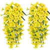 Flores de Seda Ipê-Amarelo Manhã Glória Casamento Jardim Externo Parede Pendurado Trepadeira Trepadeira de Alta Simulação Decoração